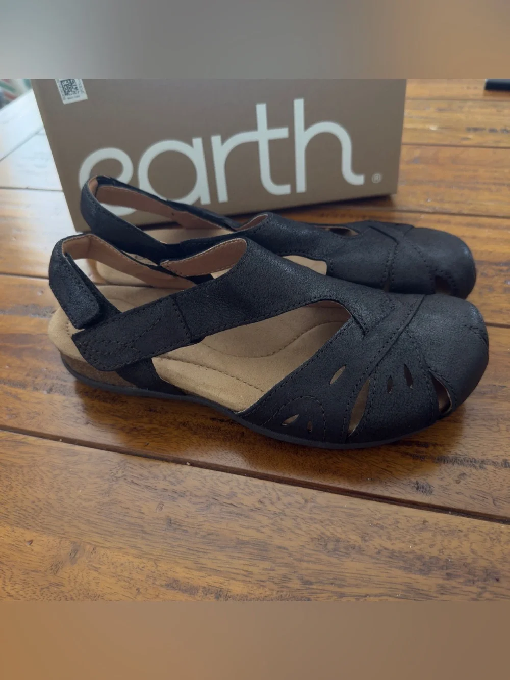 Earth Origins Birdine Leather Slingback Sandals Dark Brown Size 7 NIB